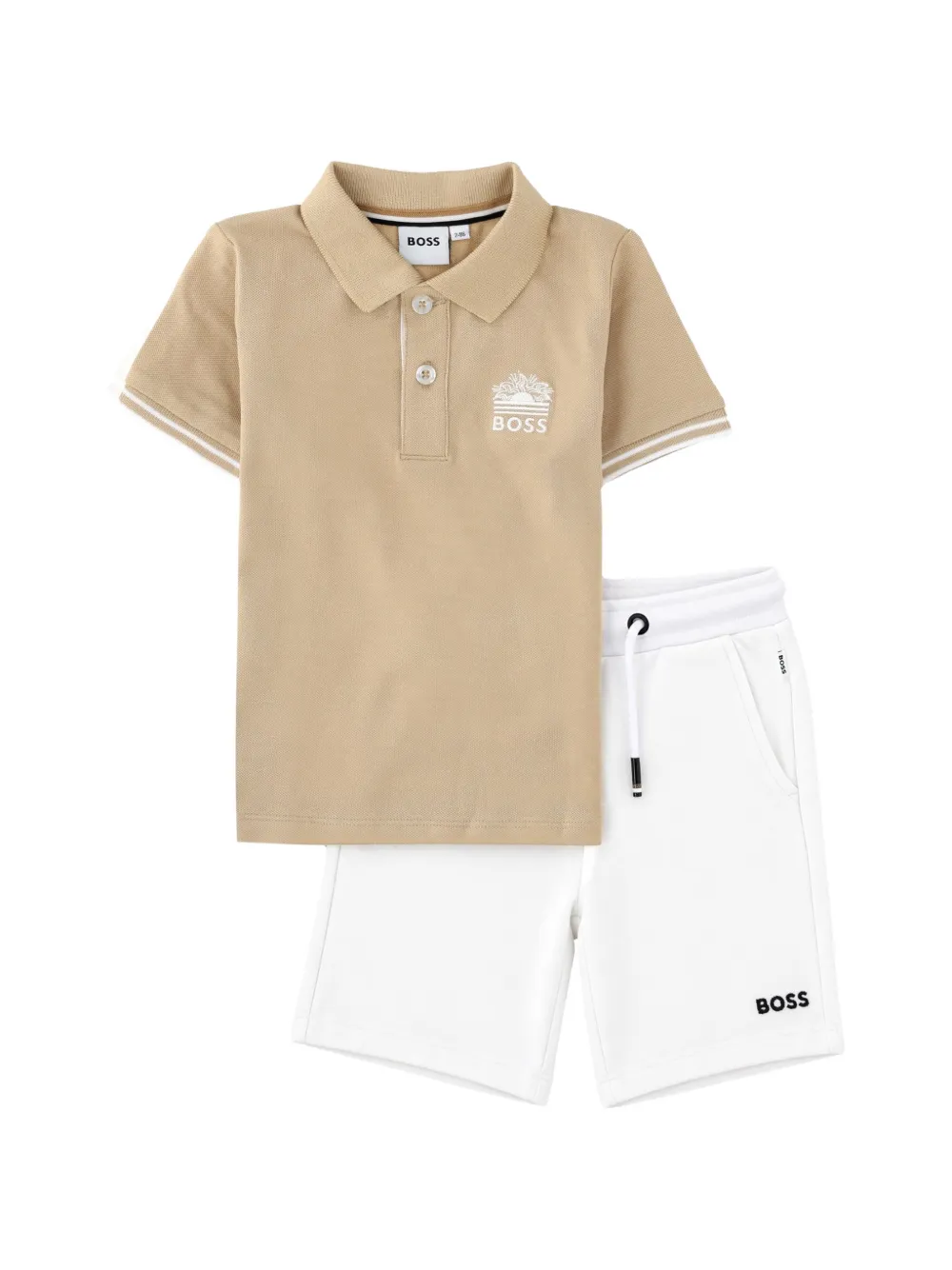 BOSS Kidswear logo-embroidered polo-shirt and shorts set Wit