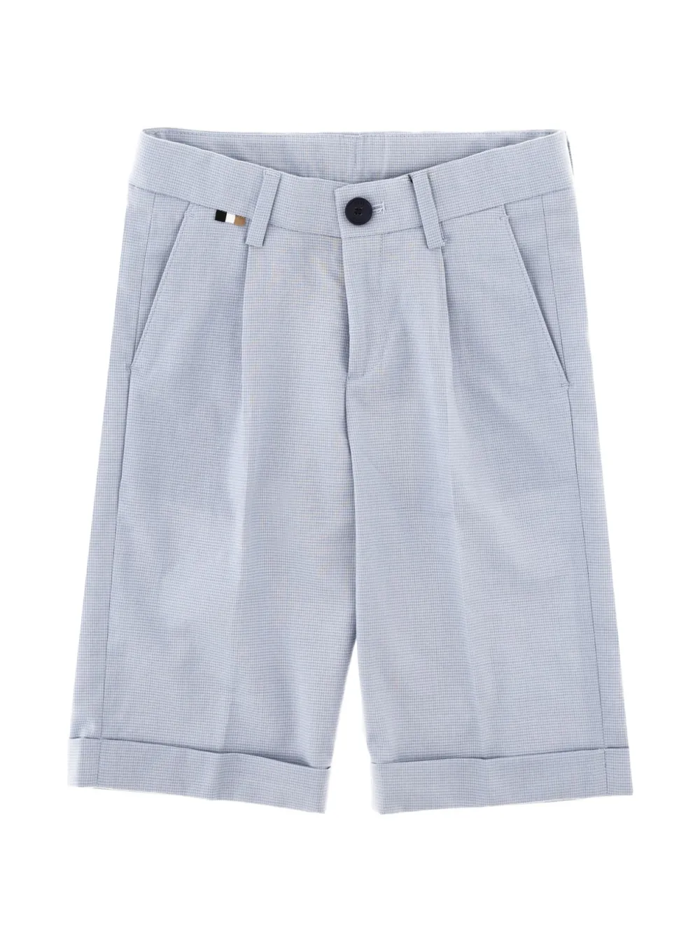 BOSS Kidswear pleated micro-check shorts - Blu