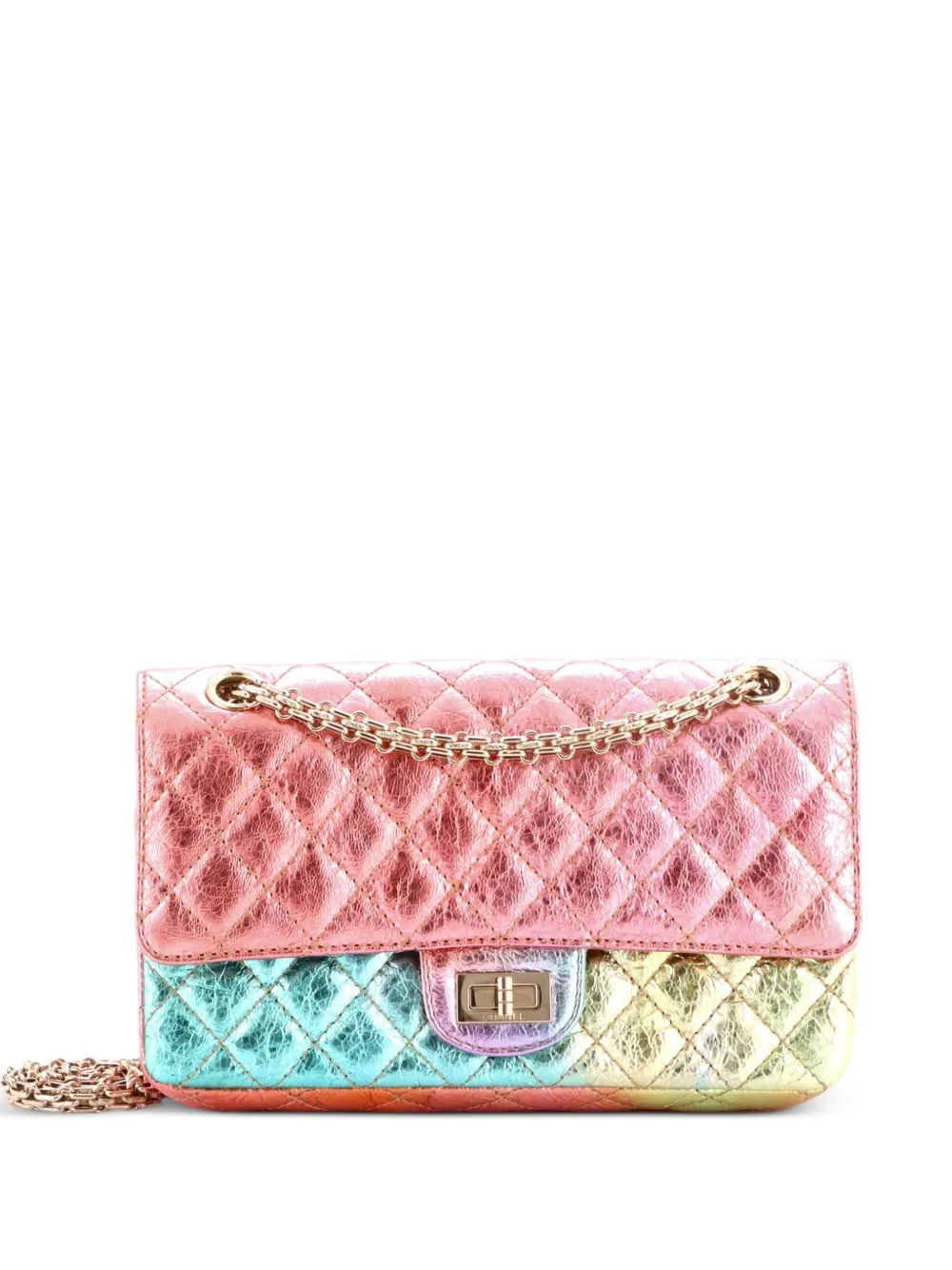CHANEL Pre-Owned Borsa a tracolla 225 Rainbow Reissue 2.55 trapuntata in pelle di capra metallizzata - Multicolore