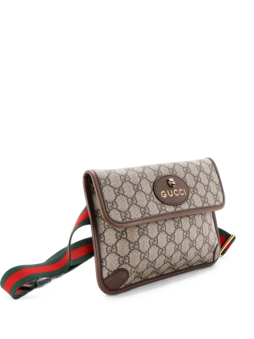 Pre-owned Gucci Neo Vintage Flap Gg Coated Canvas Belt Bag In Brown