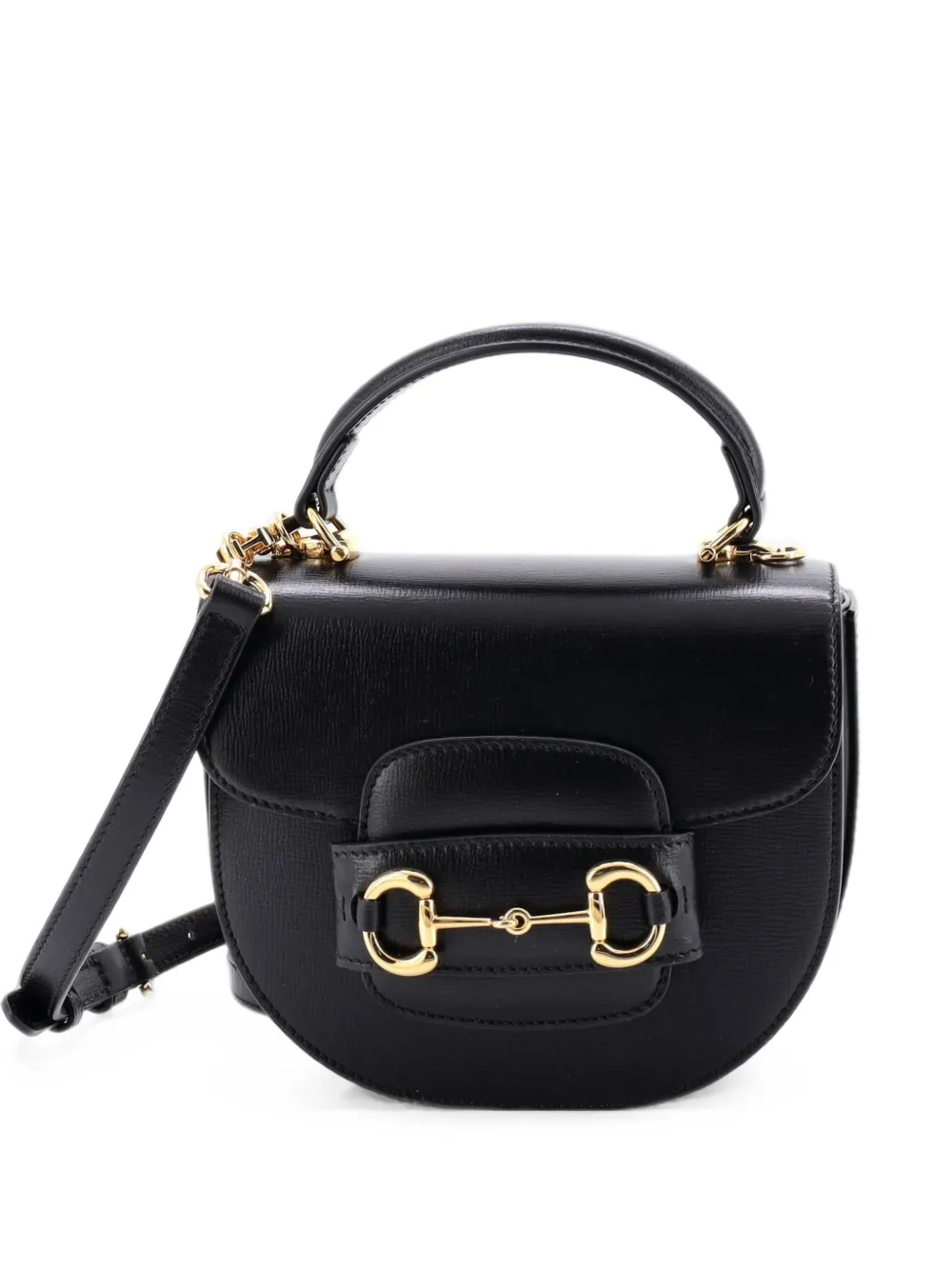 Gucci Pre-Owned Horsebit 1955 Rounded Top Handle Bag Leather Mini crossbody bag - Schwarz