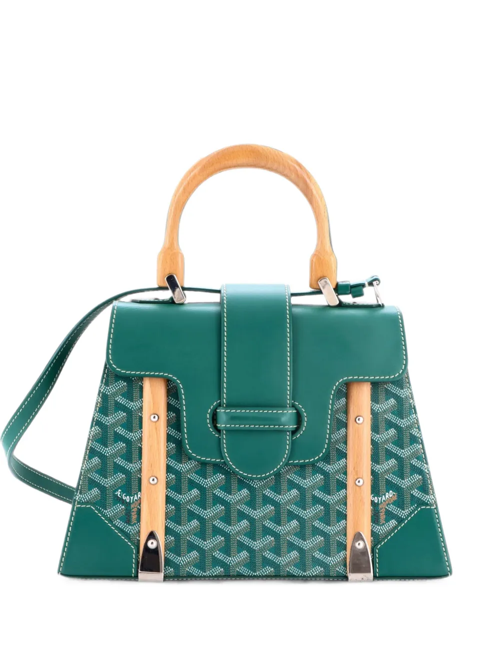 Goyard Pre-Owned Borsa a mano Saigon PM in tela cerata e pelle con manico - Verde