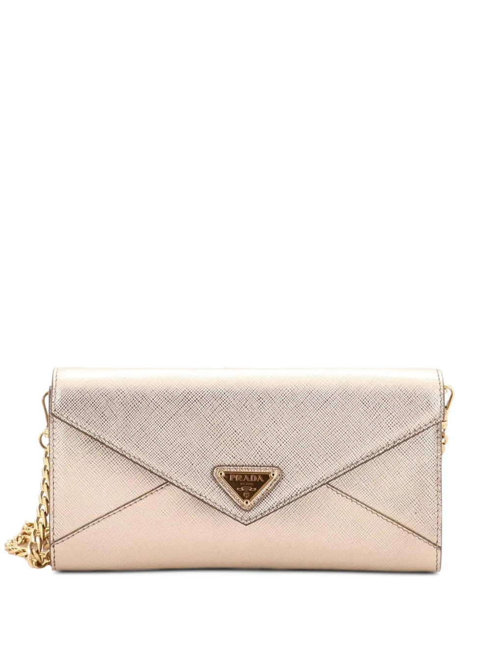 Prada Pre-Owned Envelope Wallet on Chain Saffiano Leather crossbody bag - Gold
