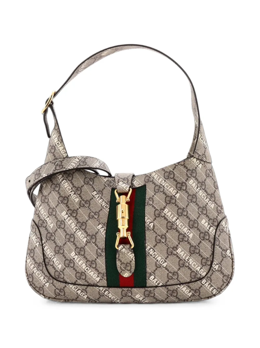 Gucci Pre-Owned x Balenciaga Borsa passepartout The Hacker Project Jackie 1961 piccola in tela cerata GG - Marrone