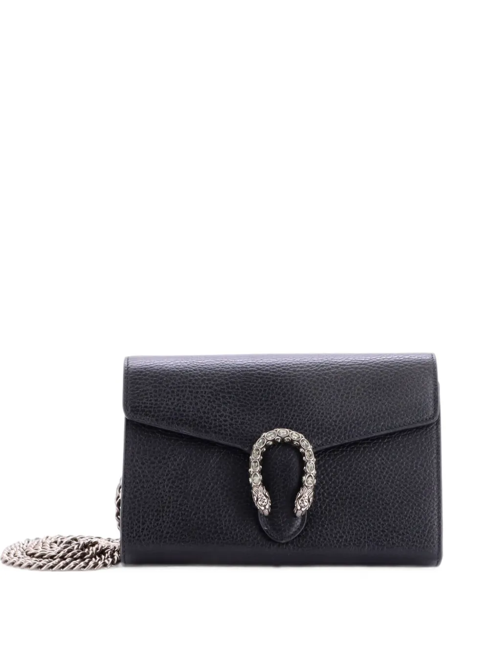 Gucci Pre-Owned Dionysus Chain Wallet Leather with Embellished Detail Small crossbody bag - Nero