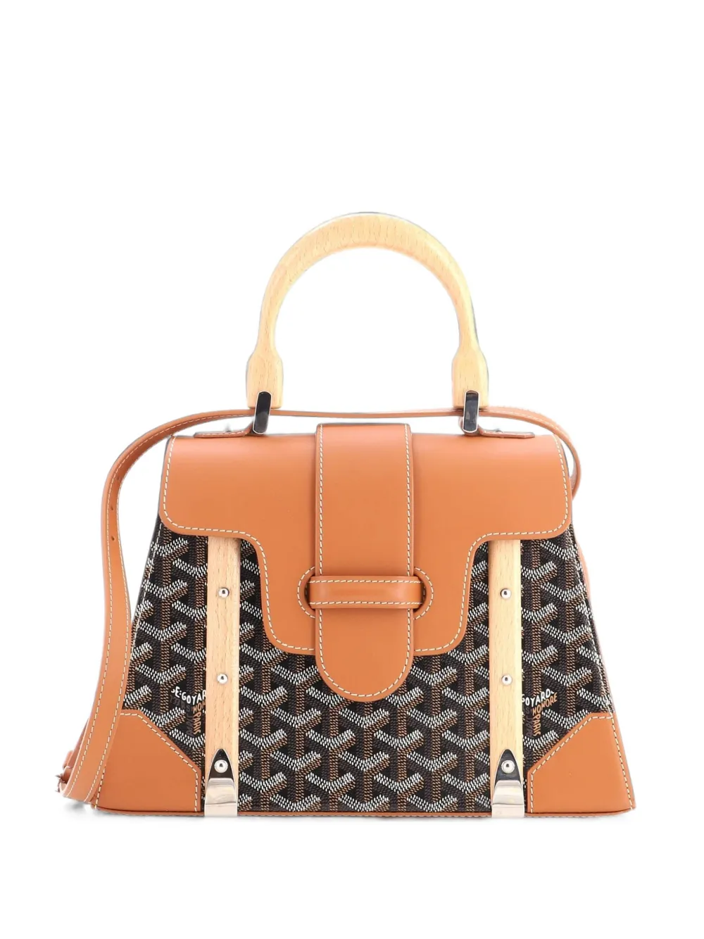 Goyard Pre-Owned Saigon Top Handle Bag Coated Canvas with Leather PM satchel - Marrone