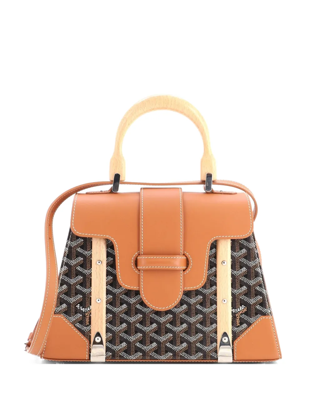 Goyard Pre-Owned Saigon Top Handle Bag Coated Canvas with Leather PM satchel - Marrone