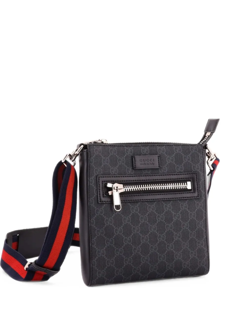 Gucci Pre-Owned Borsa a tracolla GG piccola in tela cerata con decorazione Web e zip - Nero