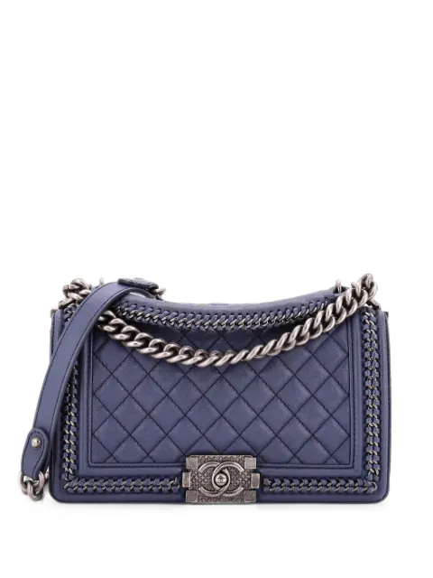 CHANEL Pre-Owned bolso de hombro Boy Flap mediano de piel de becerro granulada con asa de cadena