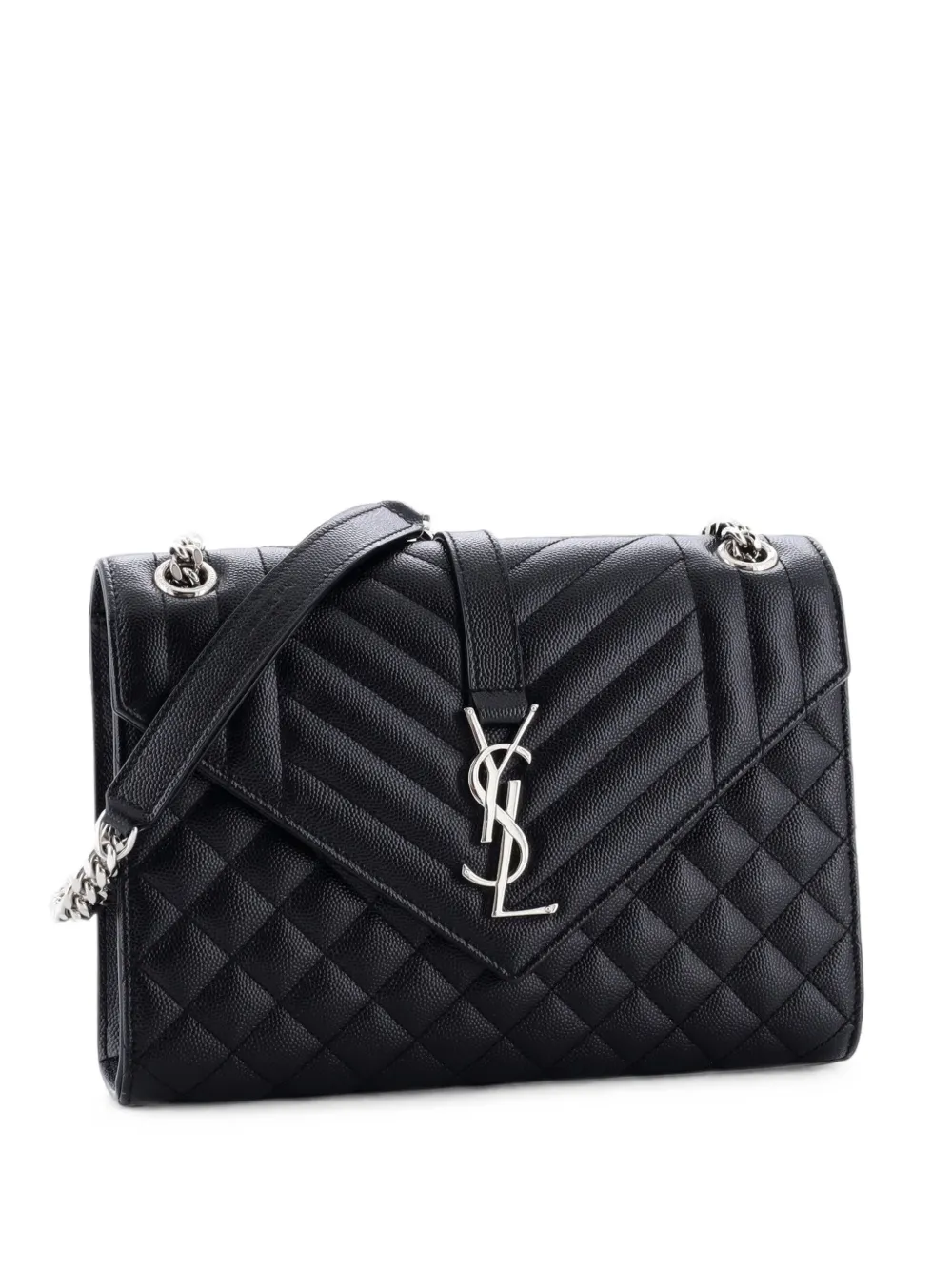 Saint Laurent Pre-Owned Classic Monogram Envelope Satchel Mixed Matelasse Leather Medium shoulder bag - Schwarz