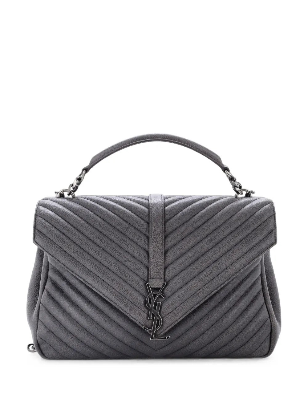 Saint Laurent Pre-Owned Classic Monogram College Bag Matelasse Chevron Leather Large shoulder bag - Grau