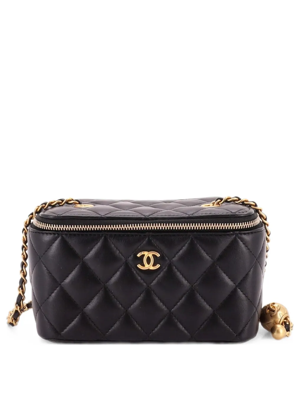 CHANEL Pre-Owned Pearl Crush Vanity Case with Chain Quilted Lambskin Small clutch bag - Schwarz