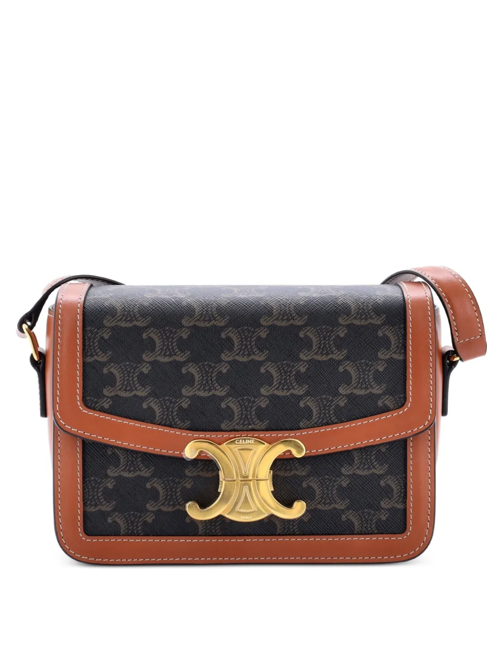 Celine Pre-Owned Triomphe Triomphe Coated Canvas Teen shoulder bag - Marrone