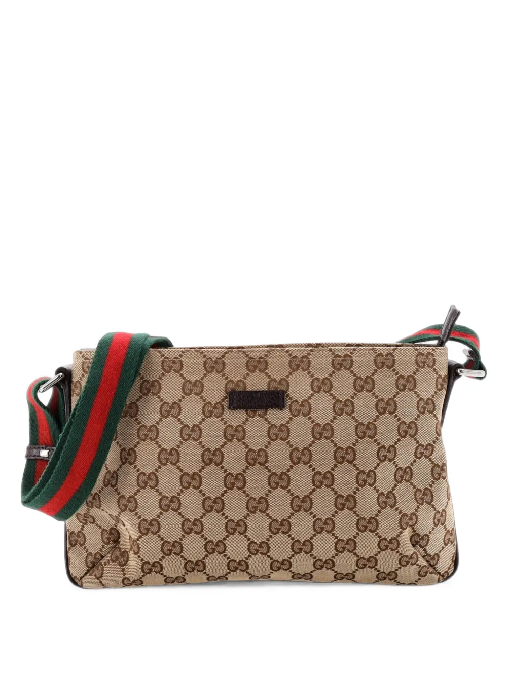 Gucci Pre-Owned Web Strap Messenger Bag GG Canvas Small crossbody bag - Marrone