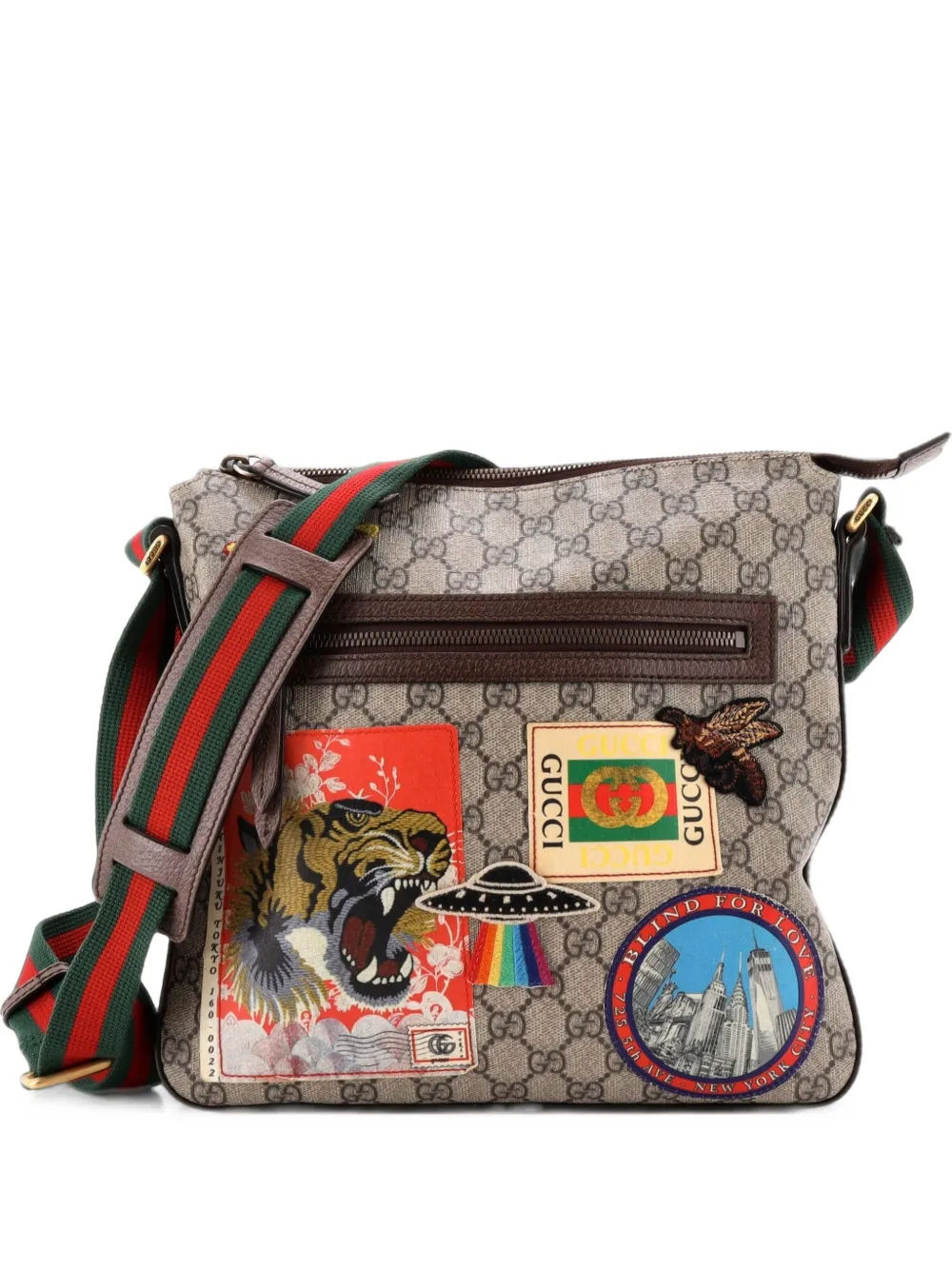 Gucci Pre-Owned Courrier Zip Messenger GG Coated Canvas with Applique Medium crossbody bag - Marrone