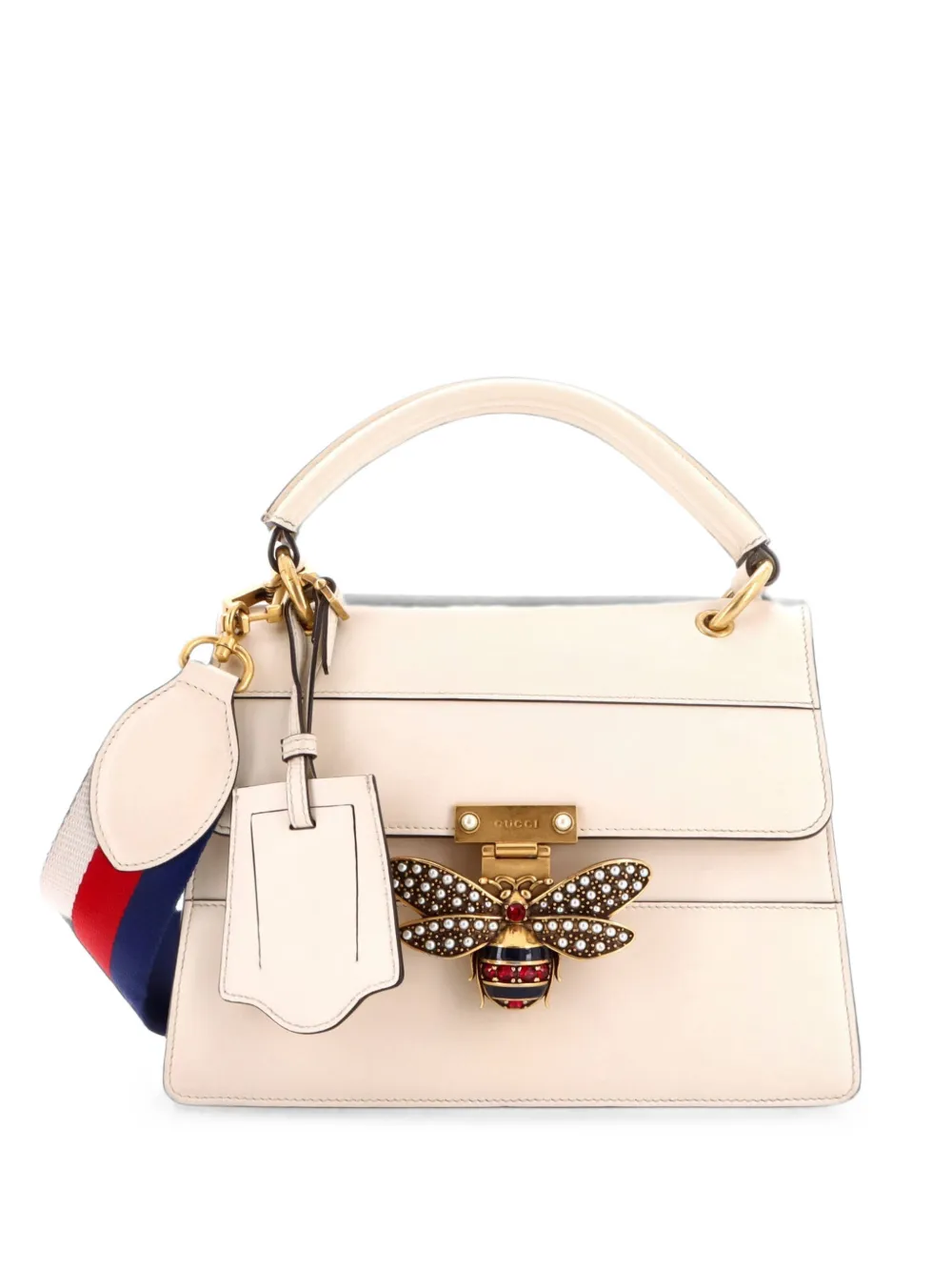 Pre-owned Gucci Queen Margaret Top Handle Bag Leather Small Satchel In Neutrals
