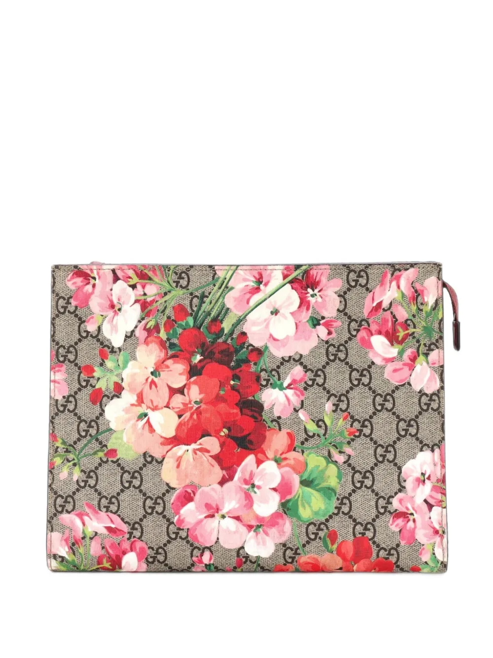 Gucci Pre-Owned Toiletry Pouch Blooms Print GG Coated Canvas Large clutch bag - Marrone