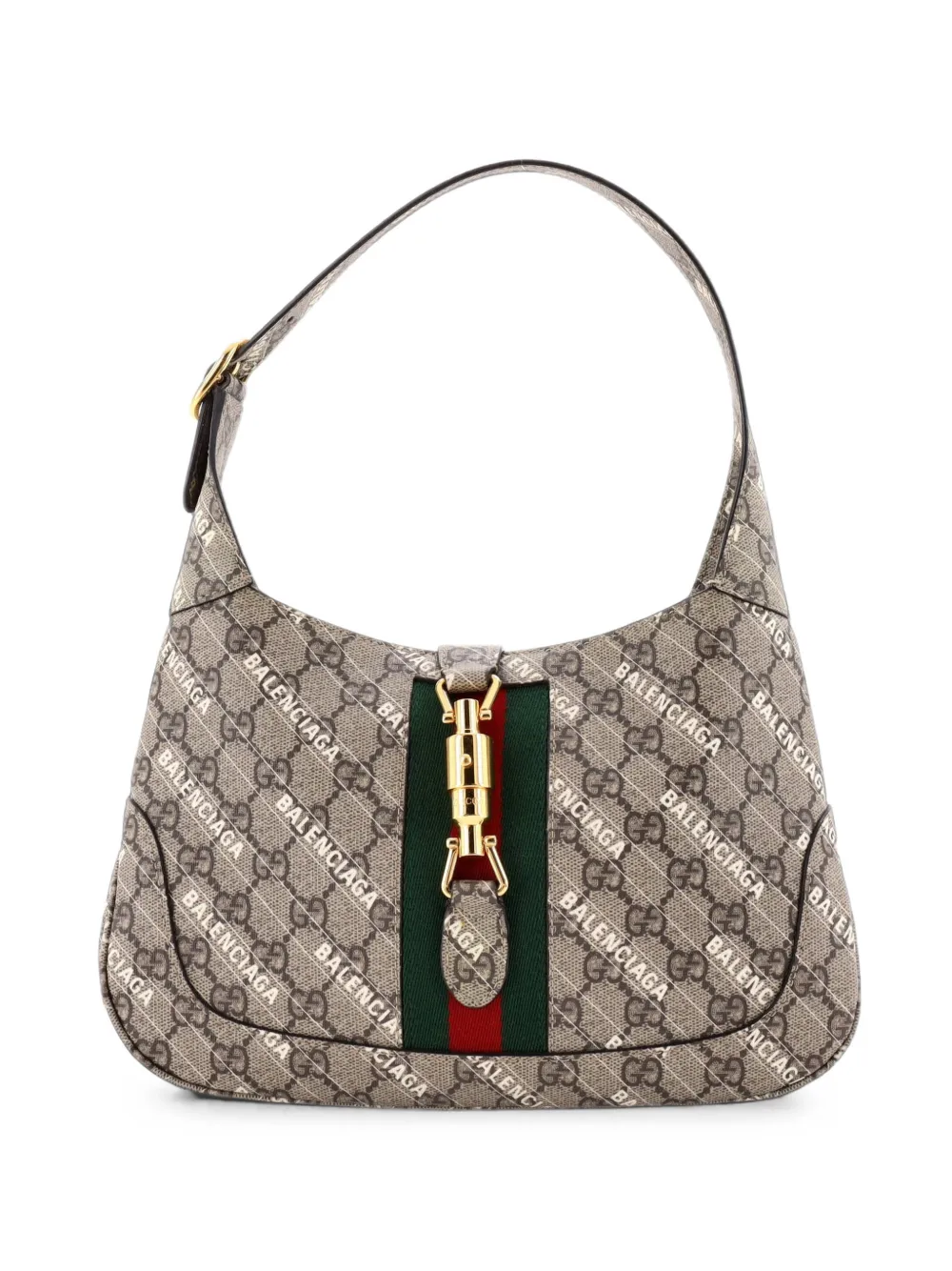 Gucci Pre-Owned x Balenciaga The Hacker Project Jackie 1961 GG Coated Canvas Small hobo bag - Marrone