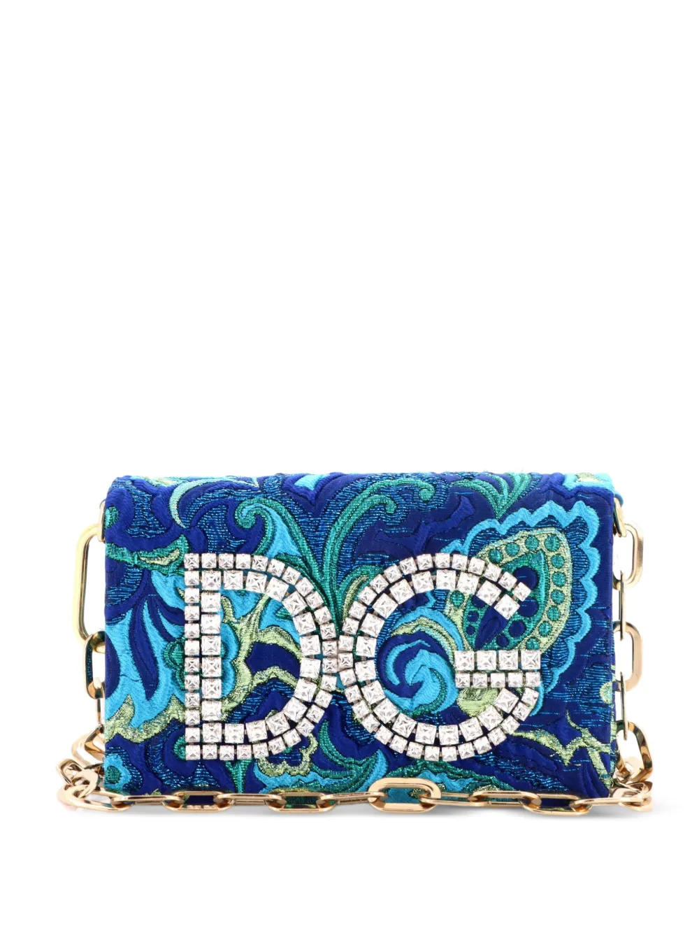 Dolce & Gabbana Pre-Owned Kleine DG Girls Flap Schultertasche aus Metallic-Stoff - Blau