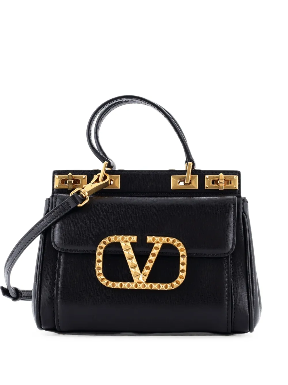 Valentino Garavani Pre-Owned Borsa a tracolla Rockstud Alcove piccola in pelle con manici - Nero