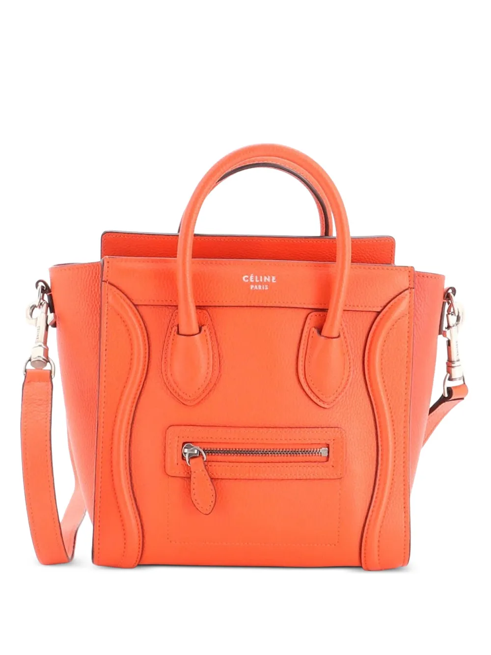 Celine Pre-Owned Borsa a tracolla Luggage nano in pelle martellata - Arancione