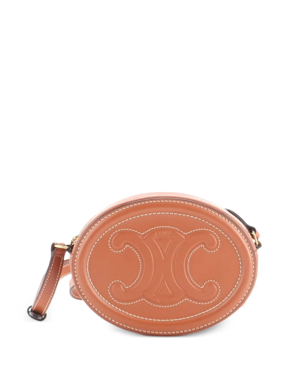 Celine Pre-Owned Borsa a tracolla Triomphe ovale mini in pelle - Marrone