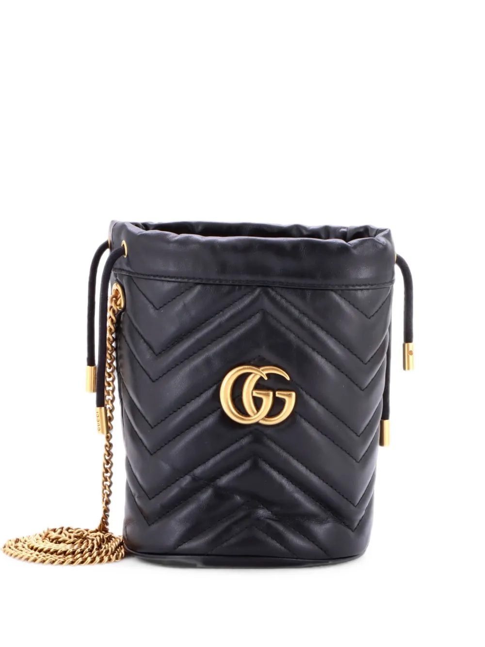 Gucci Pre-Owned Borsa a secchiello GG Marmont mini in pelle matelassé - Nero