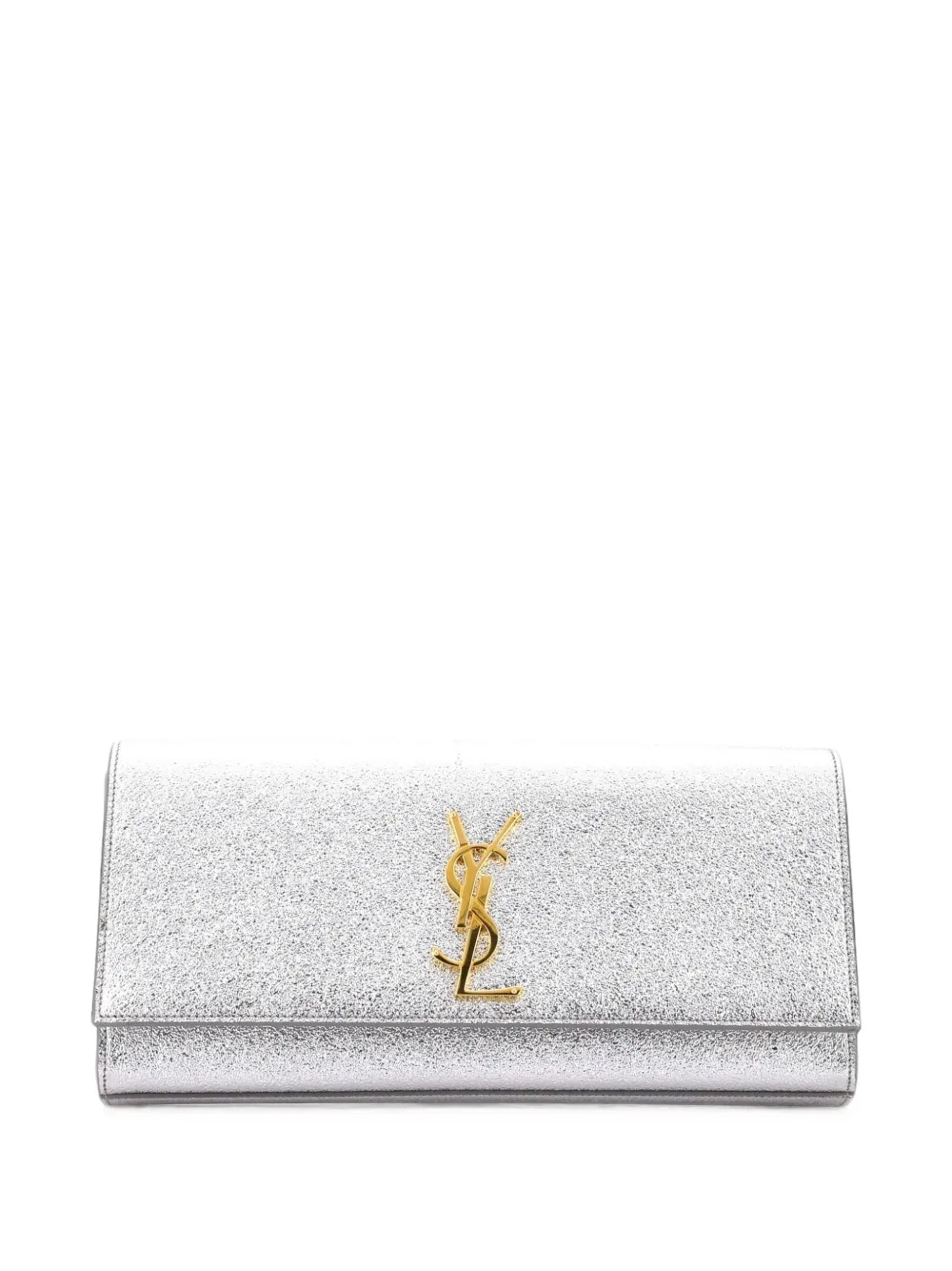 Saint Laurent Pre-Owned Classic Monogram Metallic Calfskin Long clutch bag - Silber