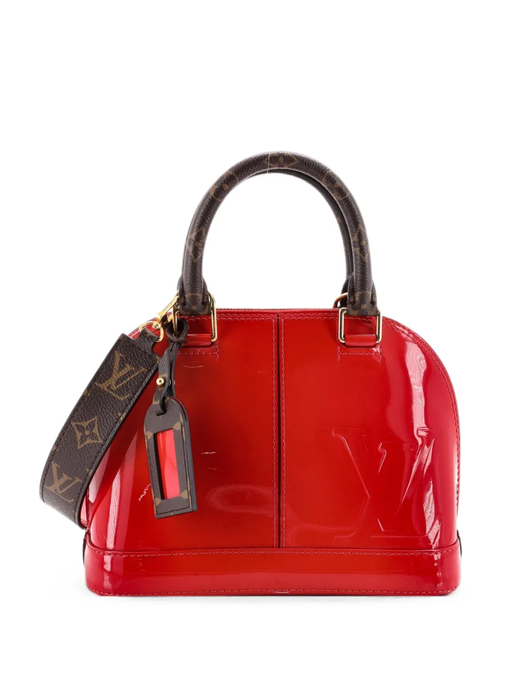 Louis Vuitton Pre-Owned Borsa a mano Alma BB in pelle Vernis e tela con monogramma - Rosso