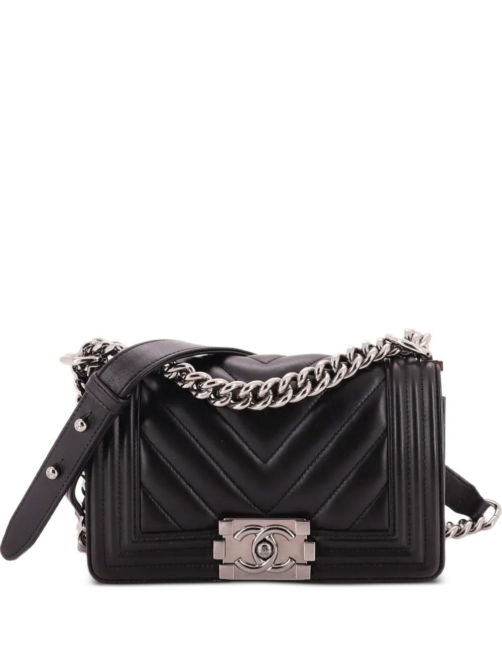 CHANEL Pre-Owned Boy Flap Bag Chevron Lambskin Small shoulder bag - Black
