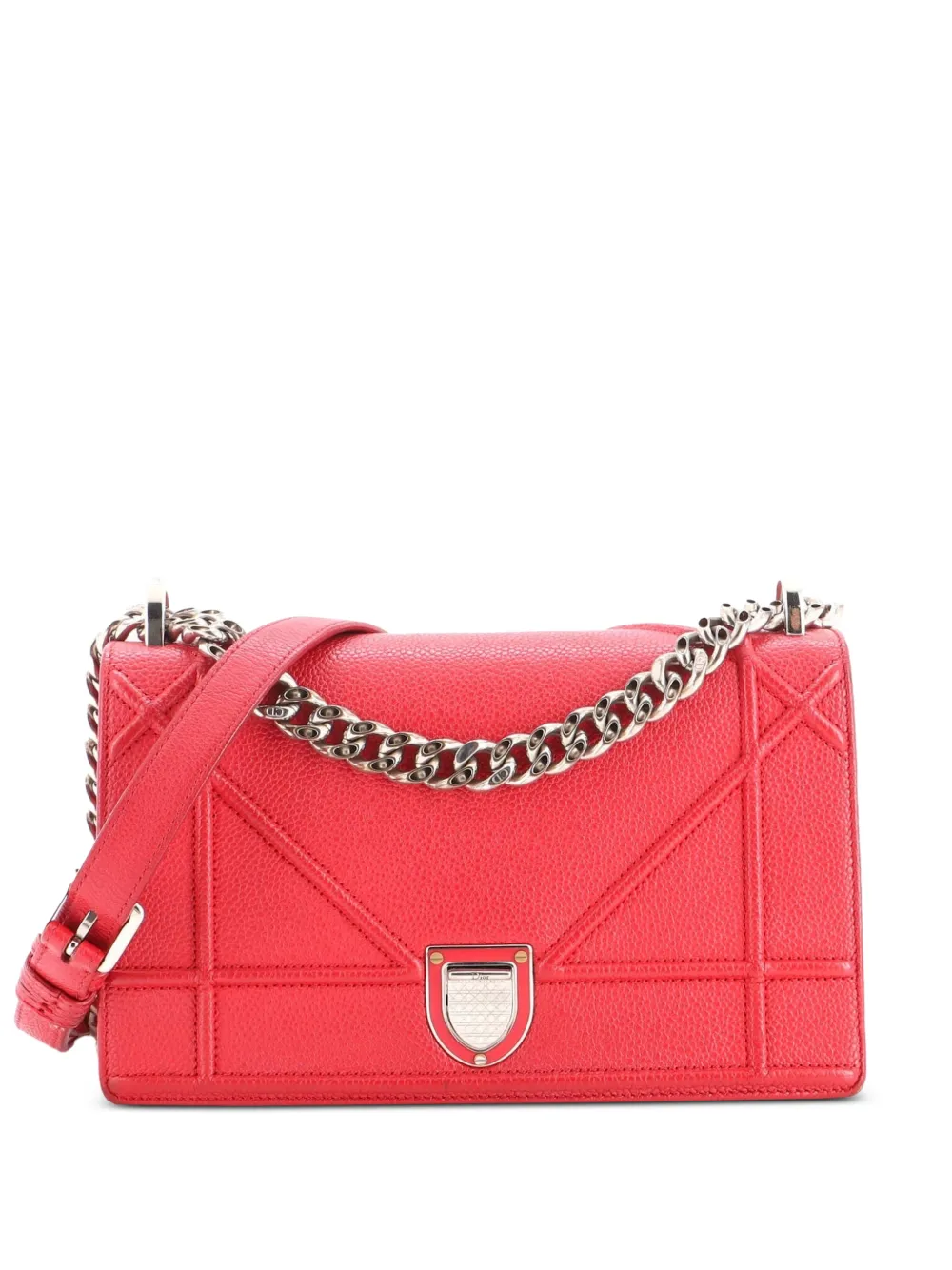 Christian Dior Pre-Owned Diorama Flap Bag Grained Calfskin Small crossbody bag - Red