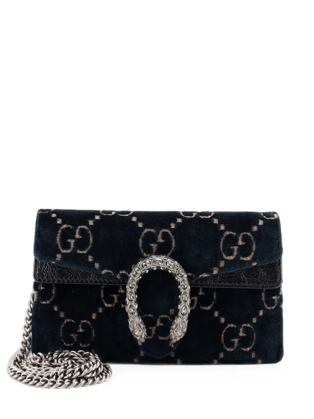 Gucci Pre-Owned Borsa a tracolla Dionysus GG super mini in velluto - Blu