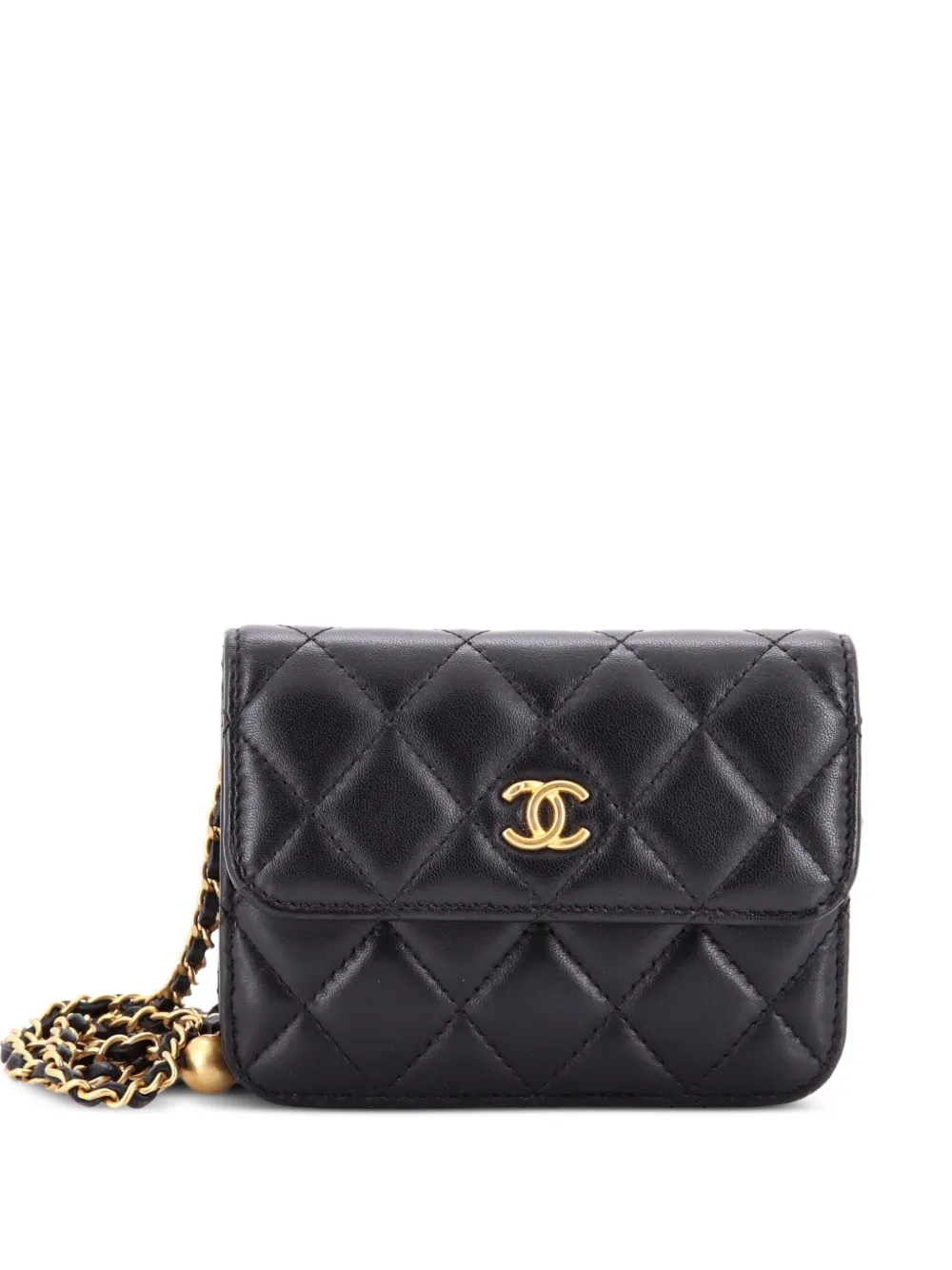 CHANEL Pre-Owned Mini Pearl Crush Clutch mit Kettensteppung - Schwarz