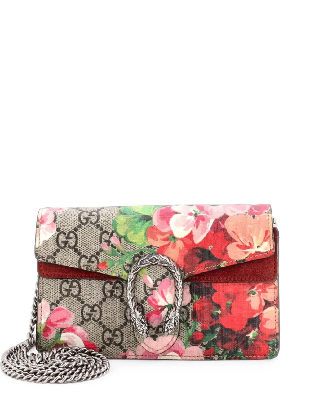 Gucci Pre-Owned Borsa a tracolla Dionysus super mini in tela cerata GG con motivo Blooms - Marrone