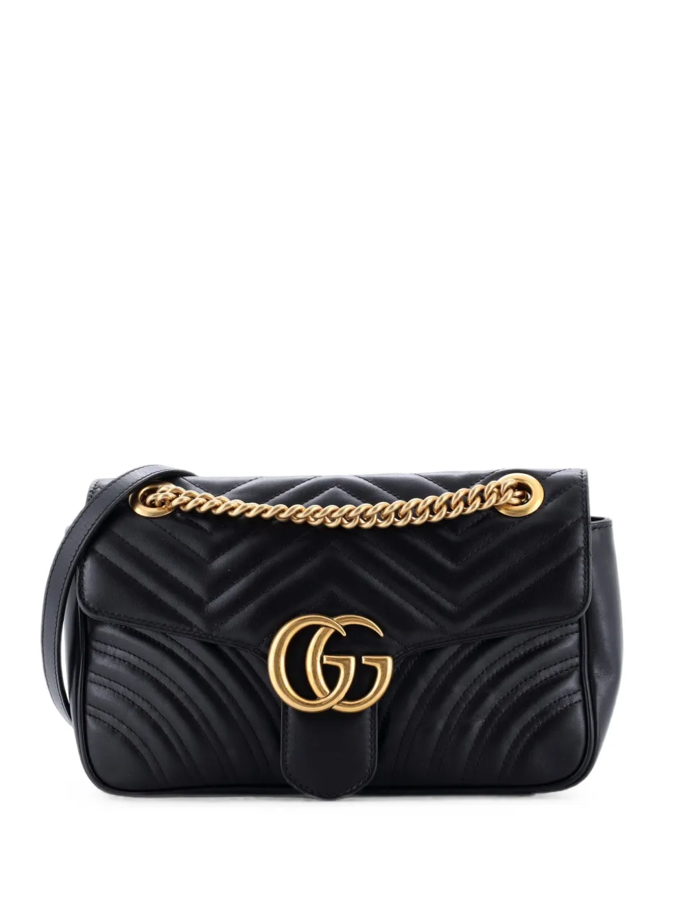 Gucci Pre-Owned Borsa a tracolla GG Marmont piccola in pelle matelassè con battente - Nero