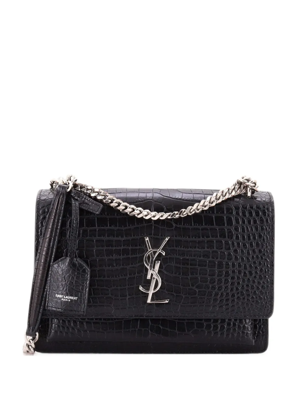 Saint Laurent Pre-Owned Sunset Crocodile Embossed Leather Medium crossbody bag - Nero