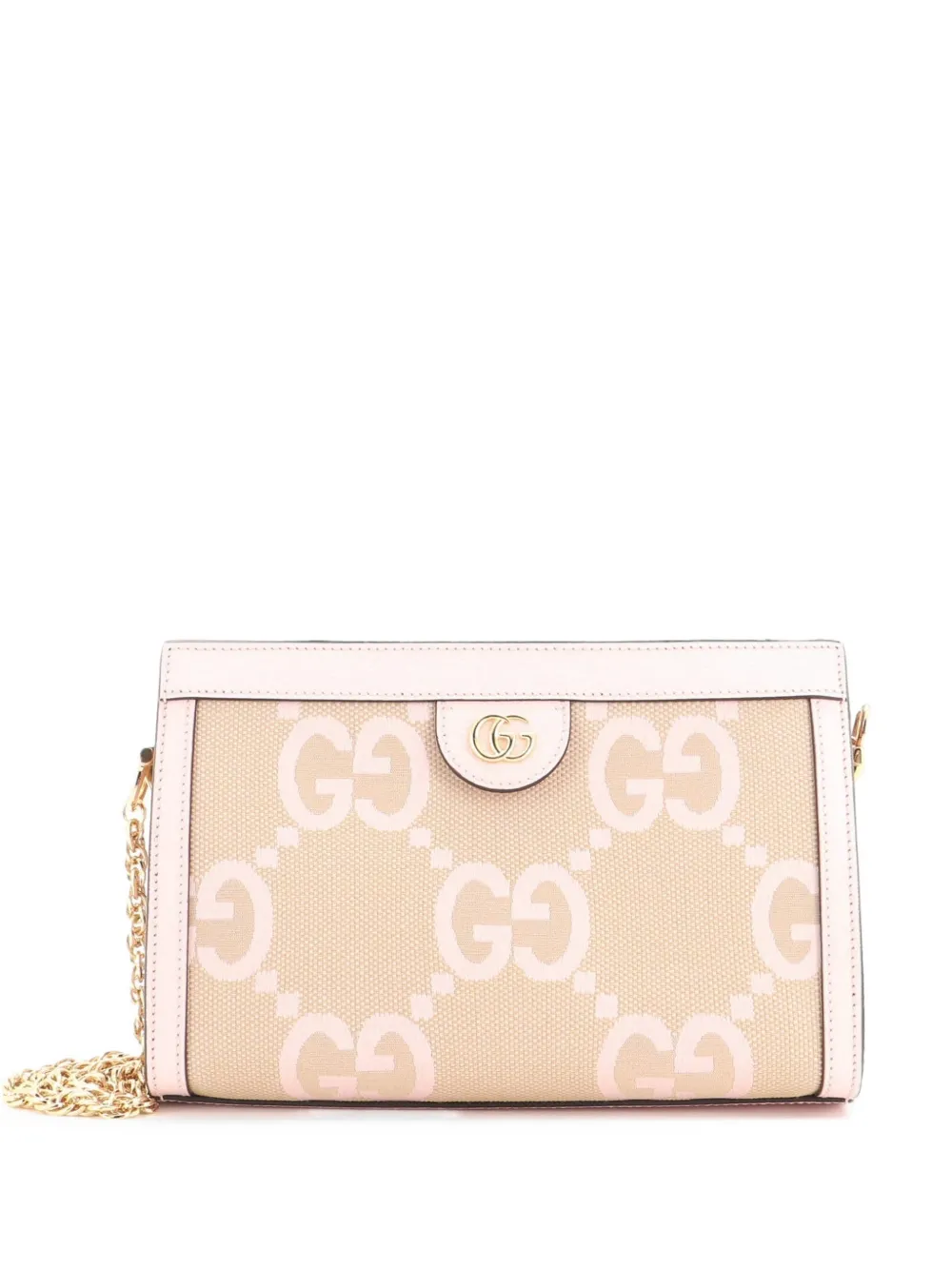 Gucci Pre-Owned Ophidia Chain Jumbo GG Canvas with Leather Small shoulder bag - Rosa