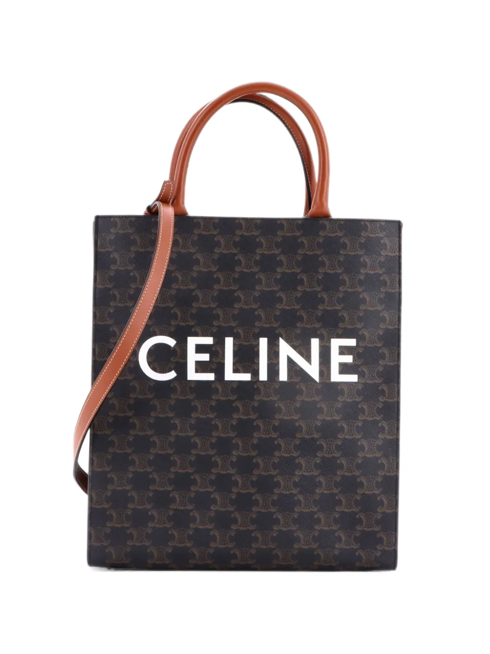 Celine Pre-Owned Borsa tote Vertical Cabas Triomphe piccola in tela cerata - Marrone