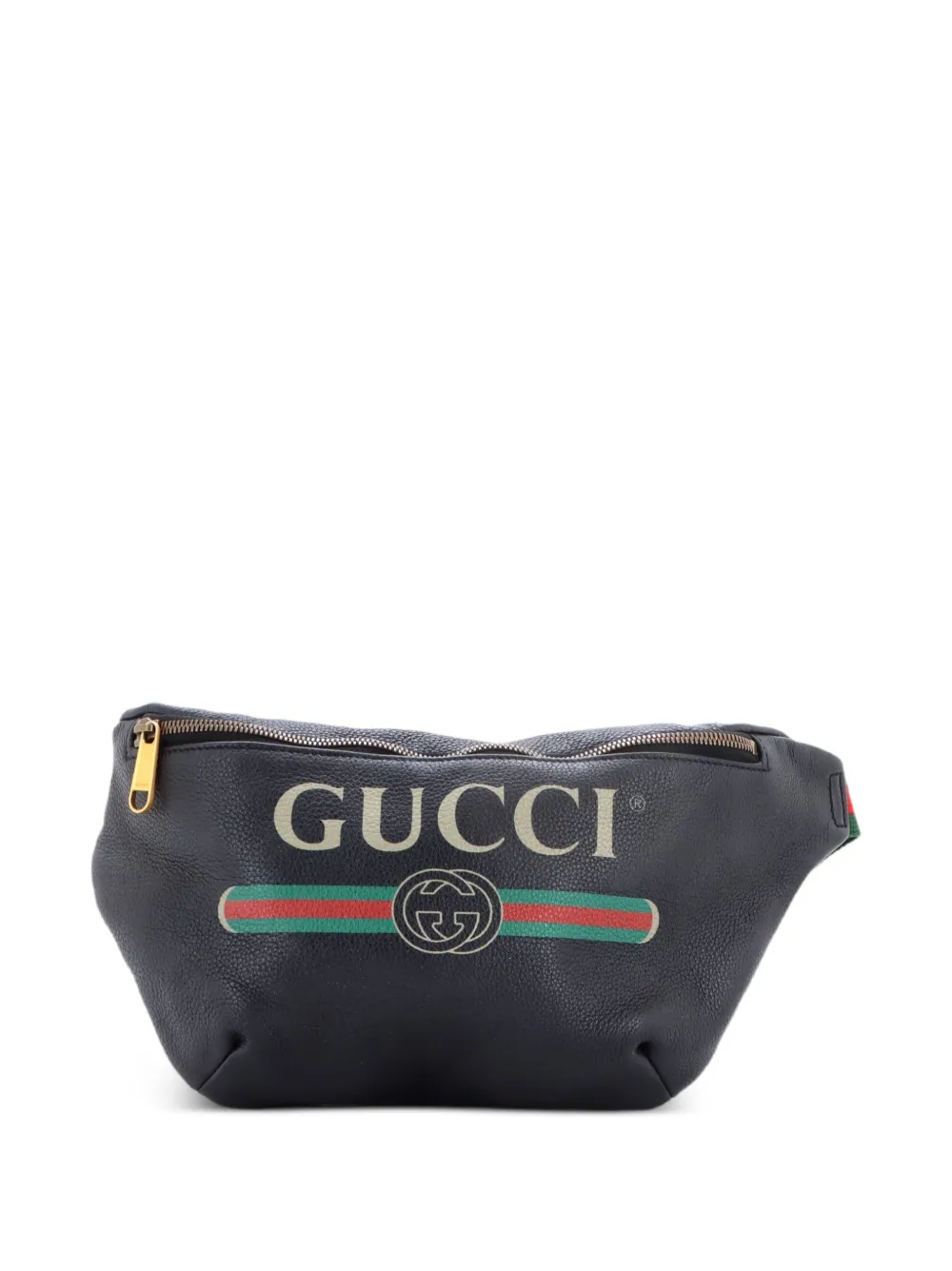 Gucci Pre-Owned Logo Printed Leather Medium belt bag - Nero