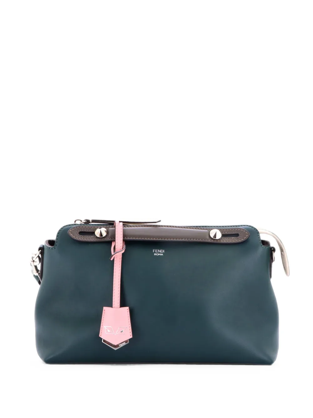 Pre-owned Fendi Monster By The Way Leather Small Satchel In Green