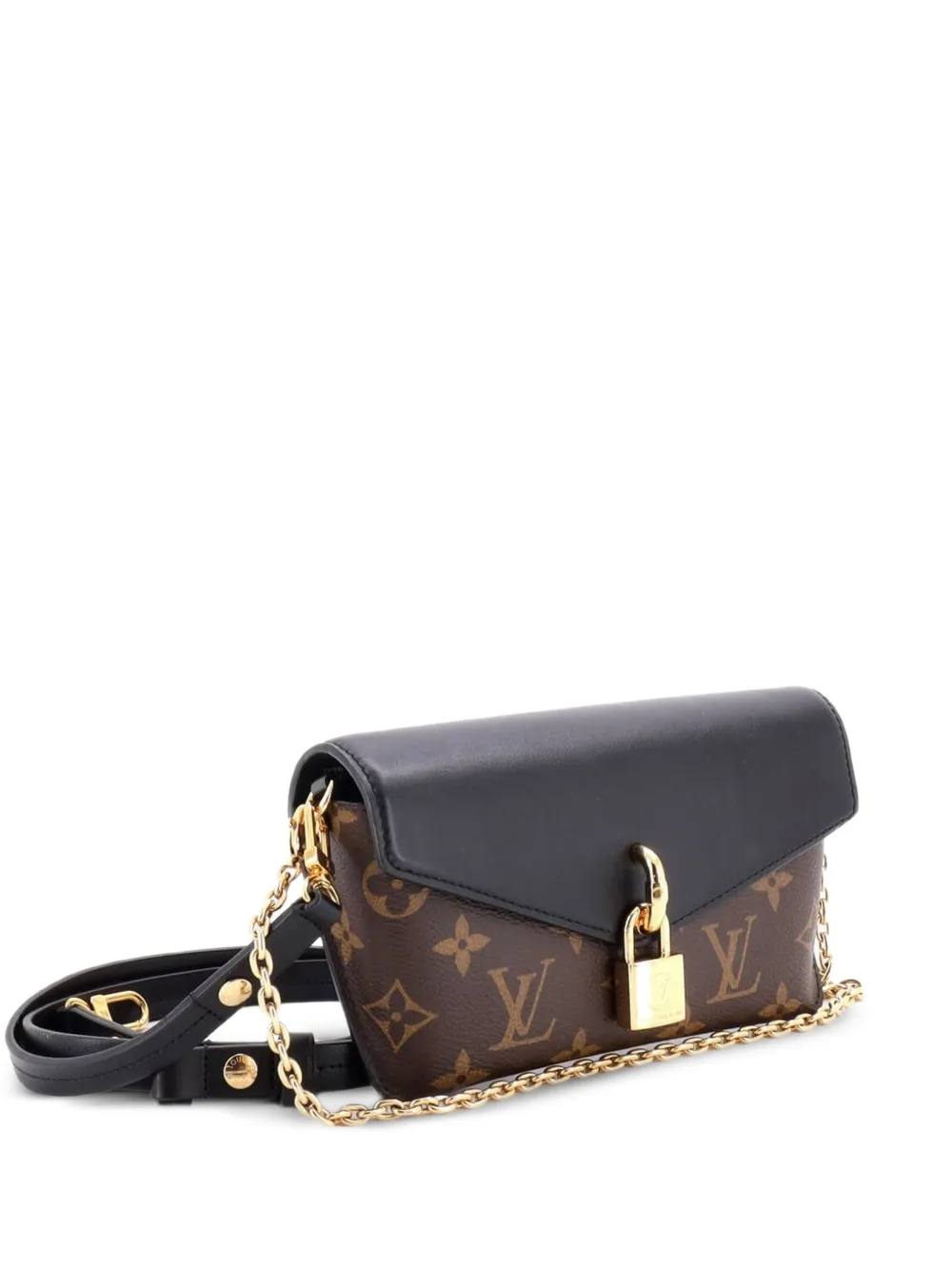 Louis Vuitton Pre-Owned Borsa a tracolla Padlock on Strap in pelle e tela con monogramma - Nero
