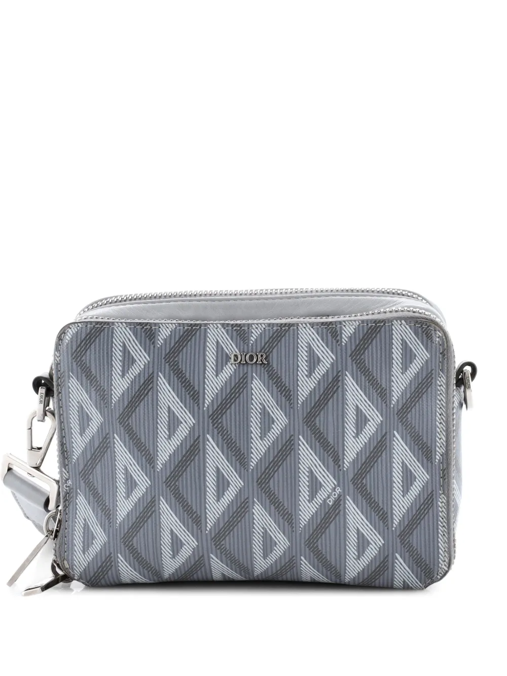 Christian Dior Pre-Owned pochette Double Zip Crossbody Pouch CD à losanges - Gris Christian Dior Pre-Owned pochette Double Zip Crossbody Pouch CD à losanges - Gris