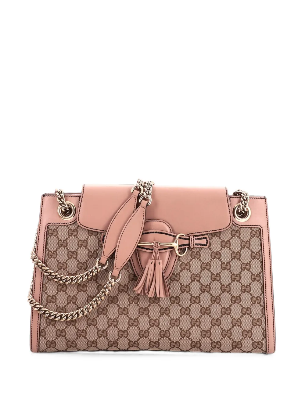 Gucci Pre-Owned Emily Chain Flap GG Canvas and Leather Large shoulder bag - Rosa