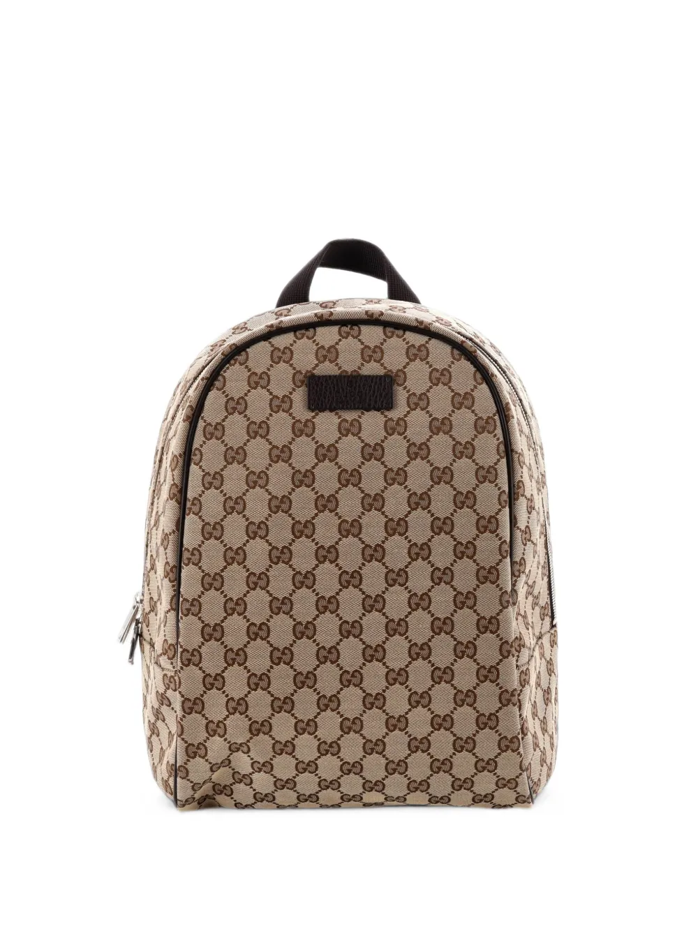 Pre-owned Gucci Zip Around Travel Gg Canvas Backpack In Brown