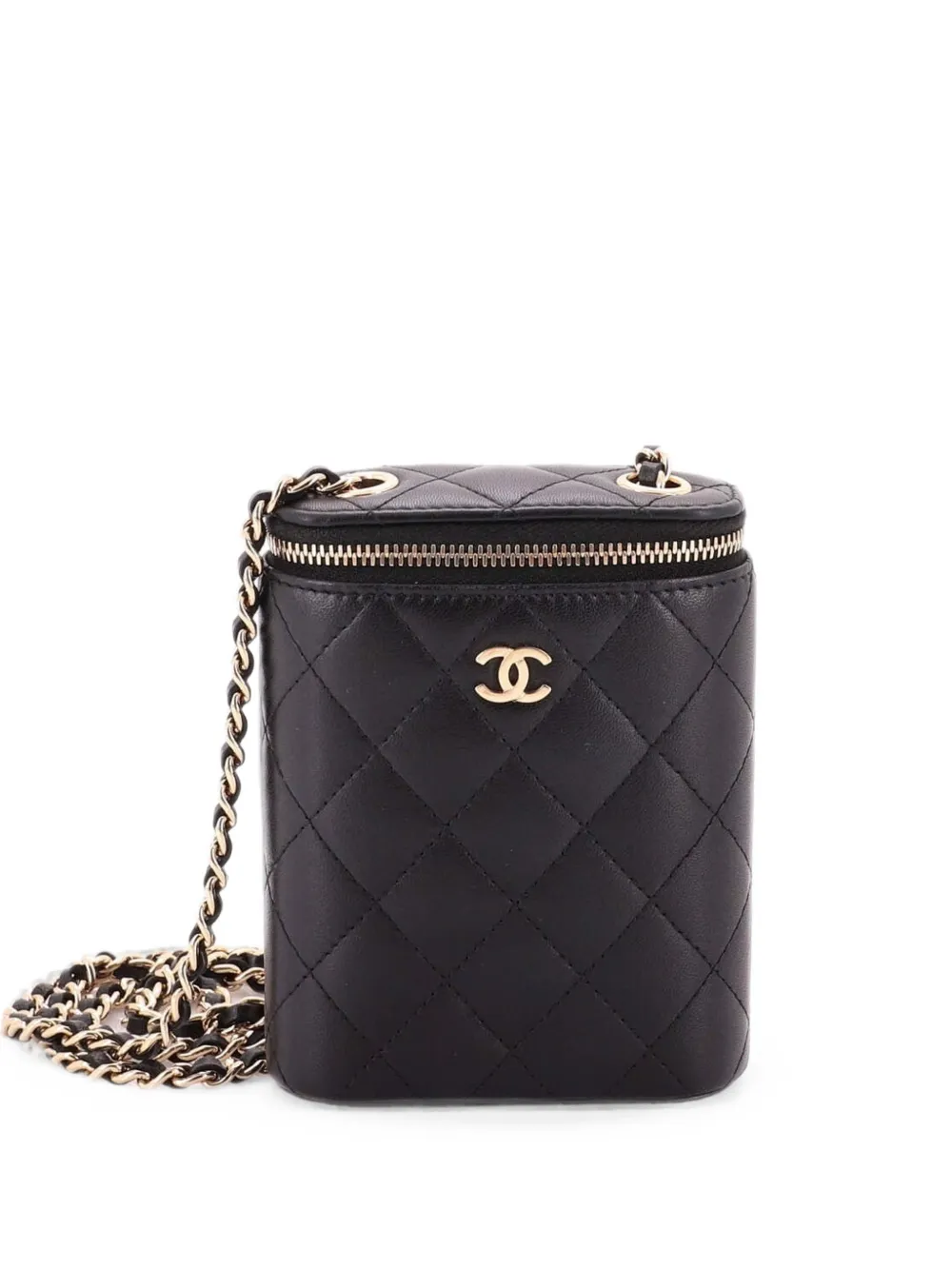 CHANEL Pre-Owned Vertical Classic Vanity Case with Chain Quilted Lambskin Small clutch bag - Nero