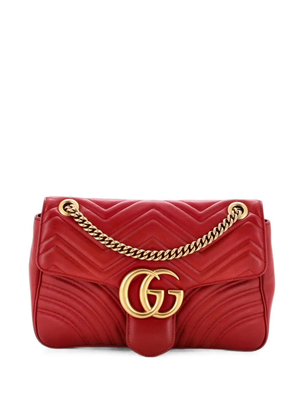 Gucci Pre-Owned Borsa a spalla GG Marmont media in pelle matelassé con battente - Rosso