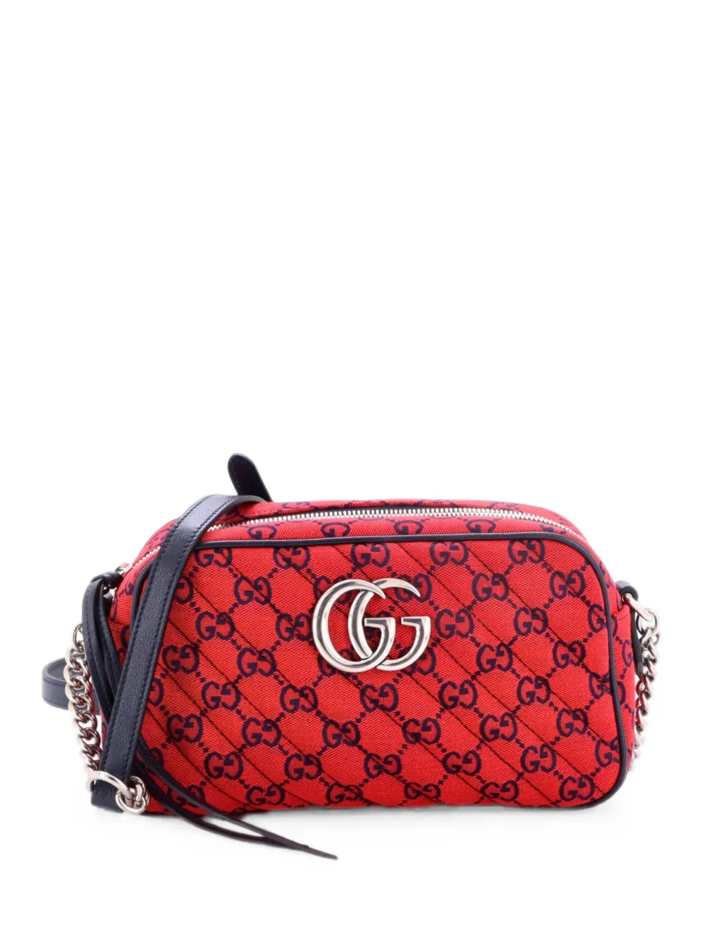 Gucci Pre-Owned GG Marmont Shoulder Bag Diagonal Quilted GG Canvas with Leather Small crossbody bag - Rosso