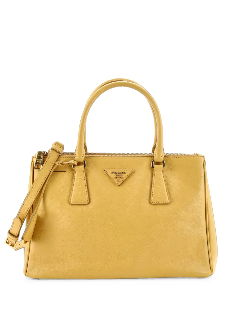Prada Pre-Owned Borsa tote Lux piccola in pelle Saffiano con doppia zip - Giallo
