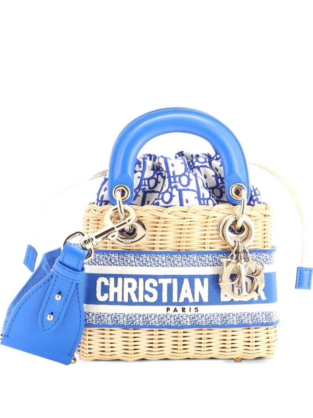 Christian Dior Pre-Owned Lady Dior Bag Wicker and Oblique Canvas Mini tote bag - Blau