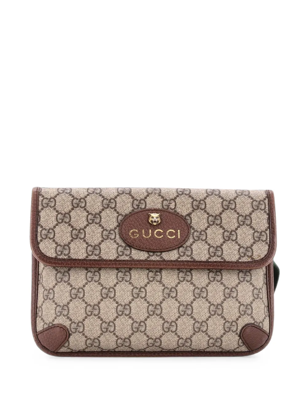 Pre-owned Gucci Neo Vintage Flap Gg Coated Canvas Belt Bag In Brown